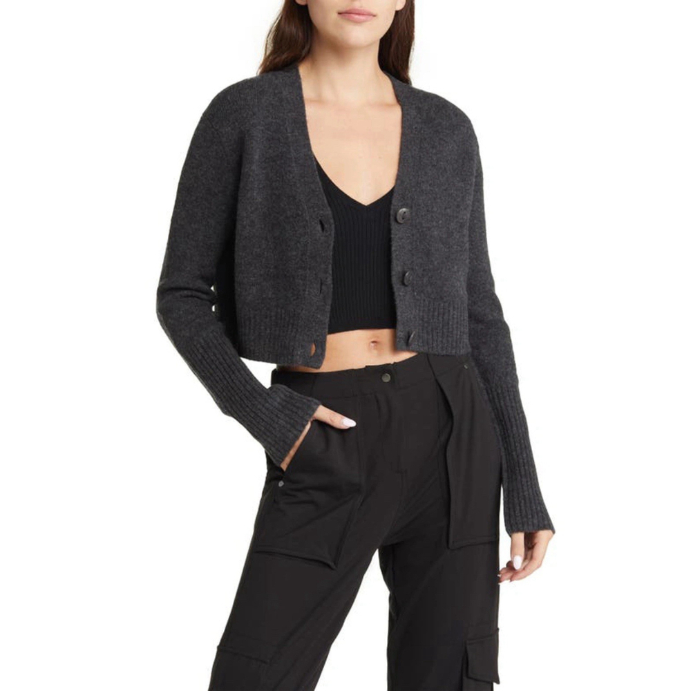 AllSaints Wick Wool Alpaca Blend Button Up Classic Luxury Comfy Crop Cardigan XS